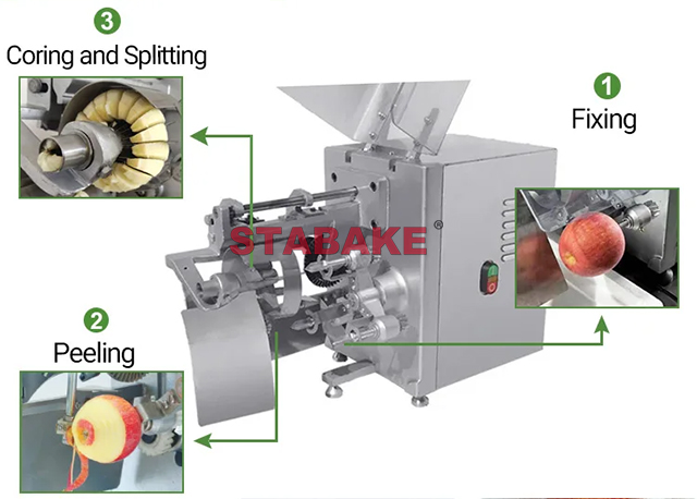 Apple Peeling and Coring Machine Produce Step