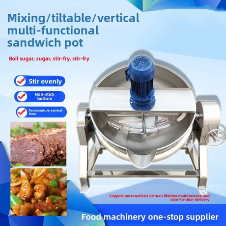 Electric Heating Vertical Stainless Steel Cooking Pot for Stirring Braising Pork Trotters Jacketed Kettle
